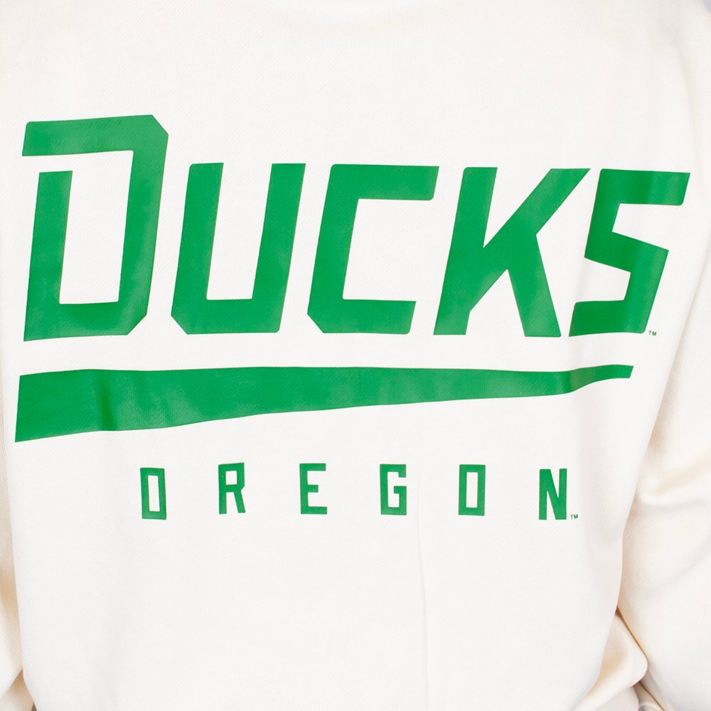 Classic Oregon O, Nike, White, Full Zip, Cotton Blend, Women, Natural, Hoodie, Sweatshirt, 874380